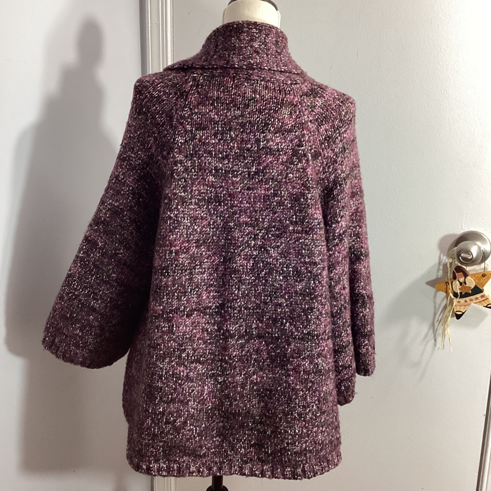 VTG TWEEDS WOMAN PLUS 2X SWEATER SHORT CARDIGAN PLUM SPECKLED - Picture 7 of 13